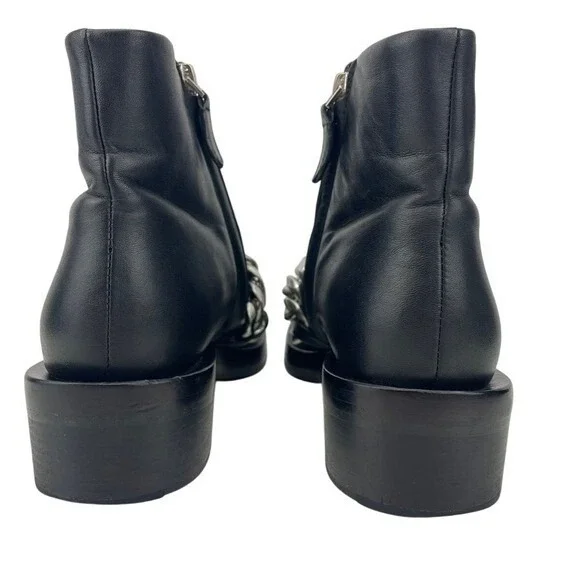 GIVENCHY Womens (6) Leather Chain Moto Combat Ankle Zip Boot Grunge Y2K Bag - Picture 6 of 12
